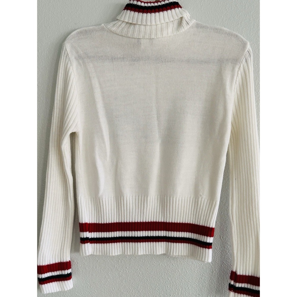 Vintage PUERTO RICO Spellout Sweater White Red Y2K Women's Large by Rave - Picture 8 of 16